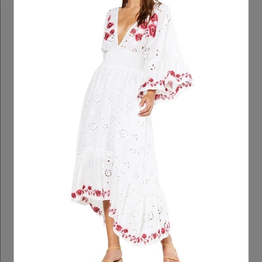 MISA Los Angeles White Shari Embroidered - New With Tags